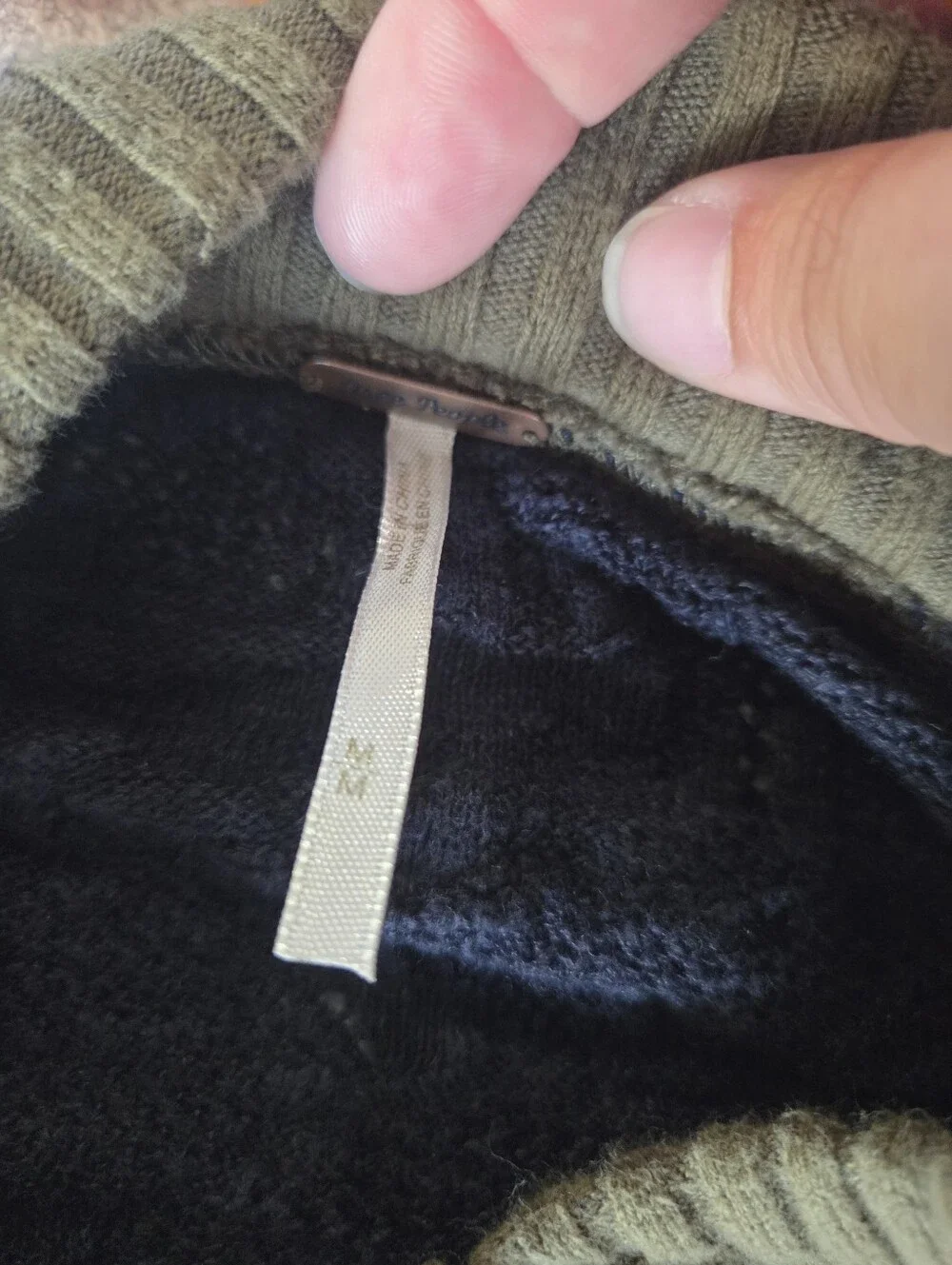 Free People Zip Front Bomber Sweater Jacket Black Olive Green Varsity Medium